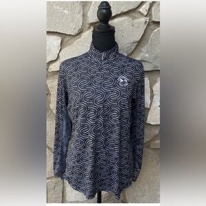 EP Pebble Beach Womens 1/4 Zip Golf Shirt Large Black White Swirls‎